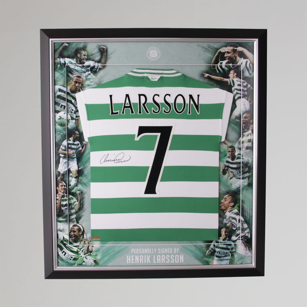 Celtic Henrik Larsson 2000/01 Signed Photographic Framed Shirt