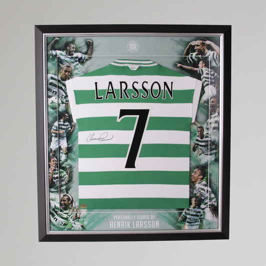 Celtic Henrik Larsson 2000/01 Signed Photographic Framed Shirt