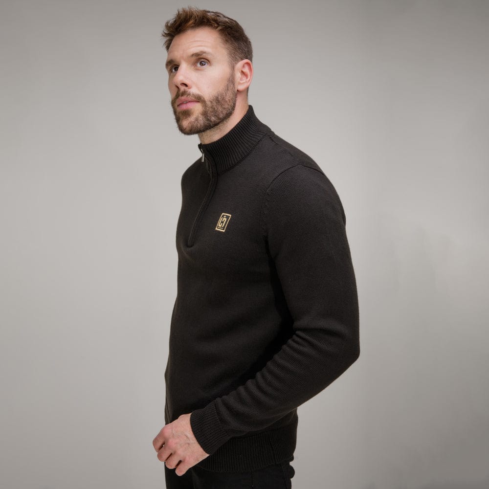 Celtic Henrik Larsson Black Knitted Quarter Zip