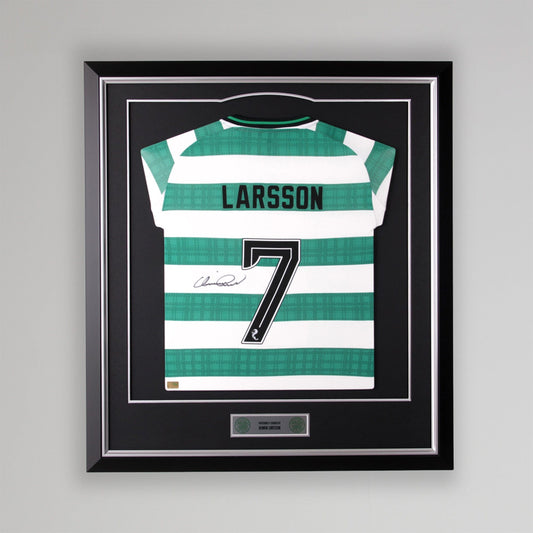 Celtic Henrik Larsson Signed Framed Shirt