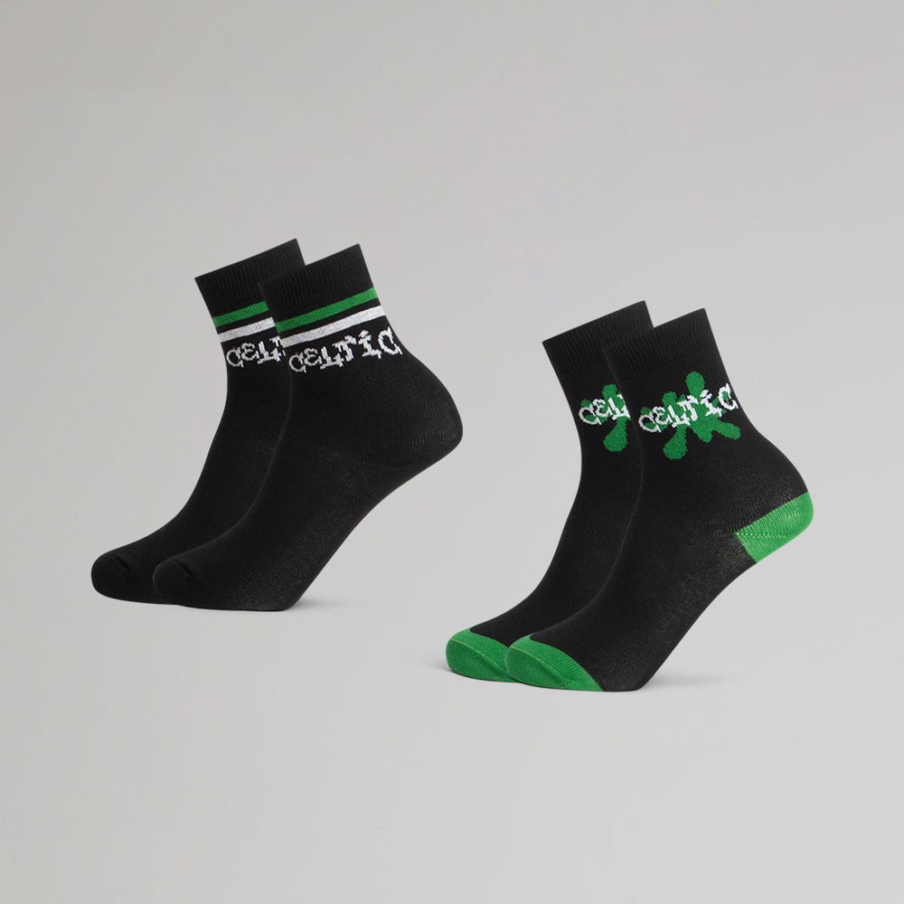 Celtic Junior 2 Pack Text Socks