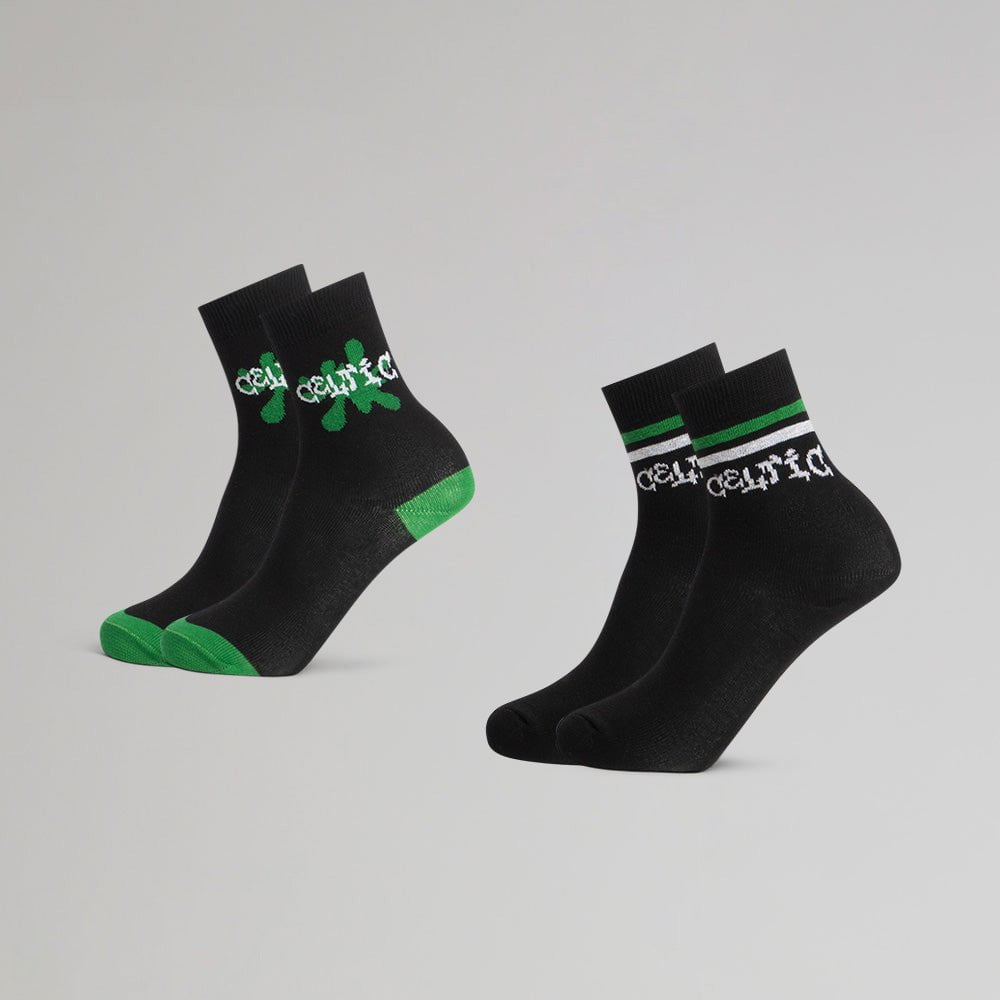 Celtic Junior 2 Pack Text Socks