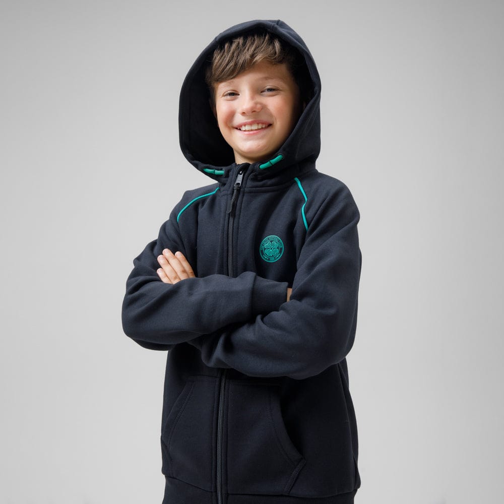Celtic Junior Black Front Zip Hoodie