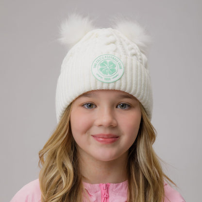 Celtic Junior Cream Double Pom Beanie