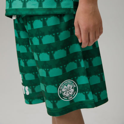 Celtic Junior Cross Print Green Shorts