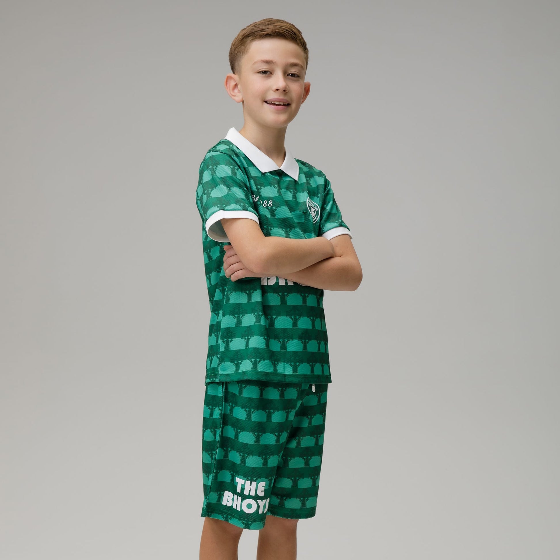 Celtic Junior Cross Print Green Shorts