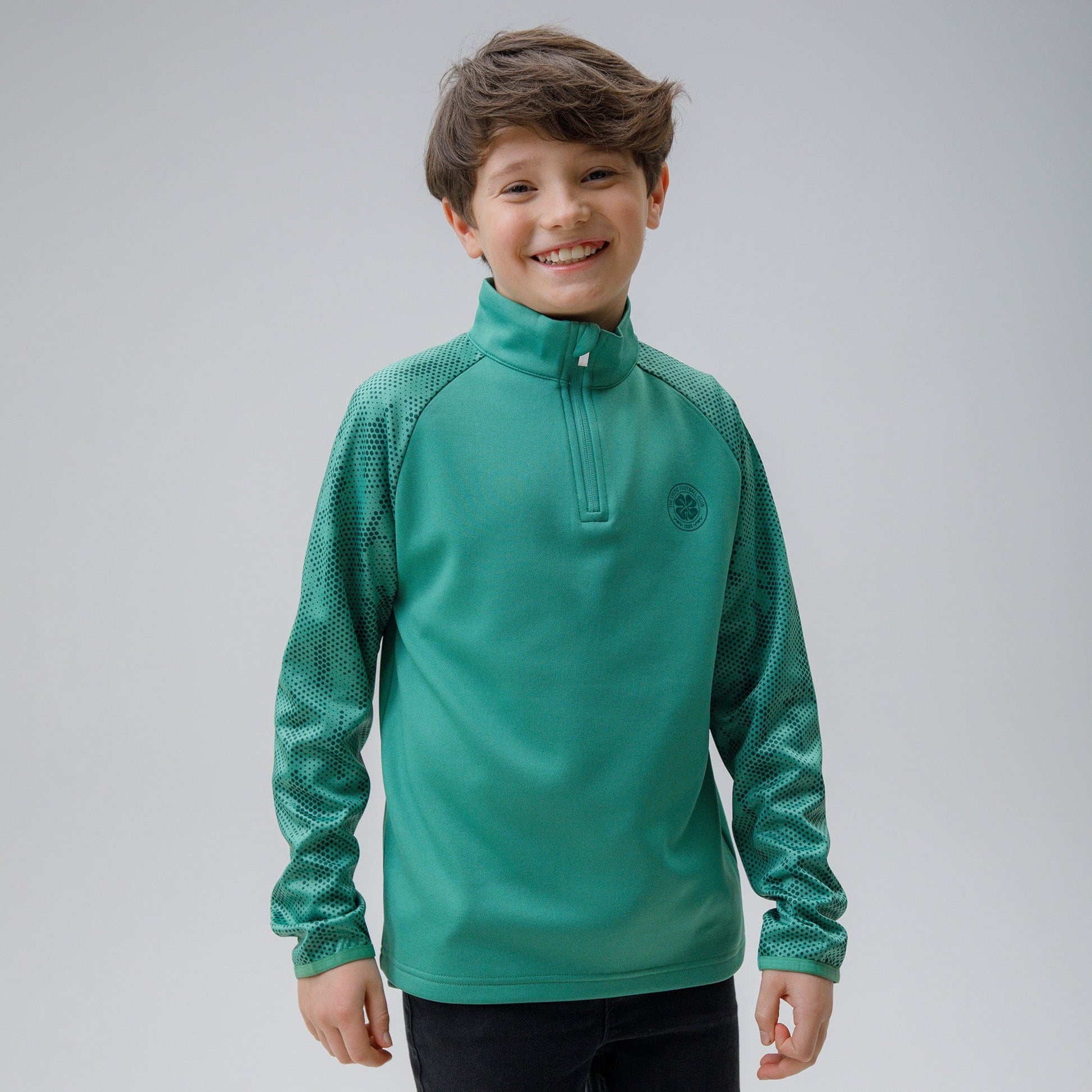Celtic Junior Dot Print Green Quarter Zip