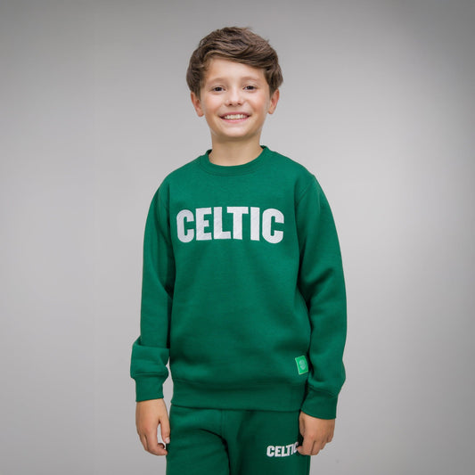 Celtic Junior Green Text Crewneck Sweatshirt