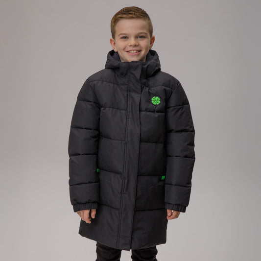 Celtic Junior Long Padded Black Jacket