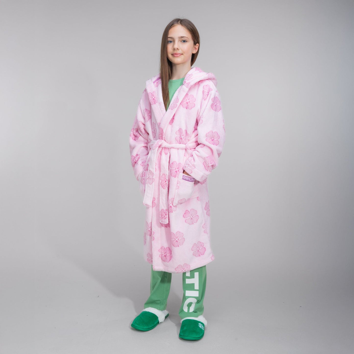 Celtic Junior Pink Clover Print Robe