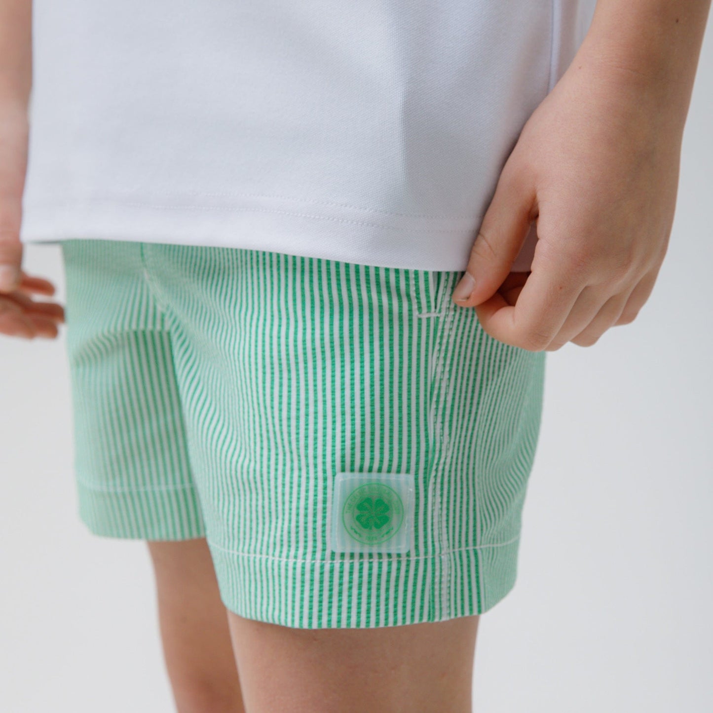 Celtic Junior Stripe Green and White Swim Shorts