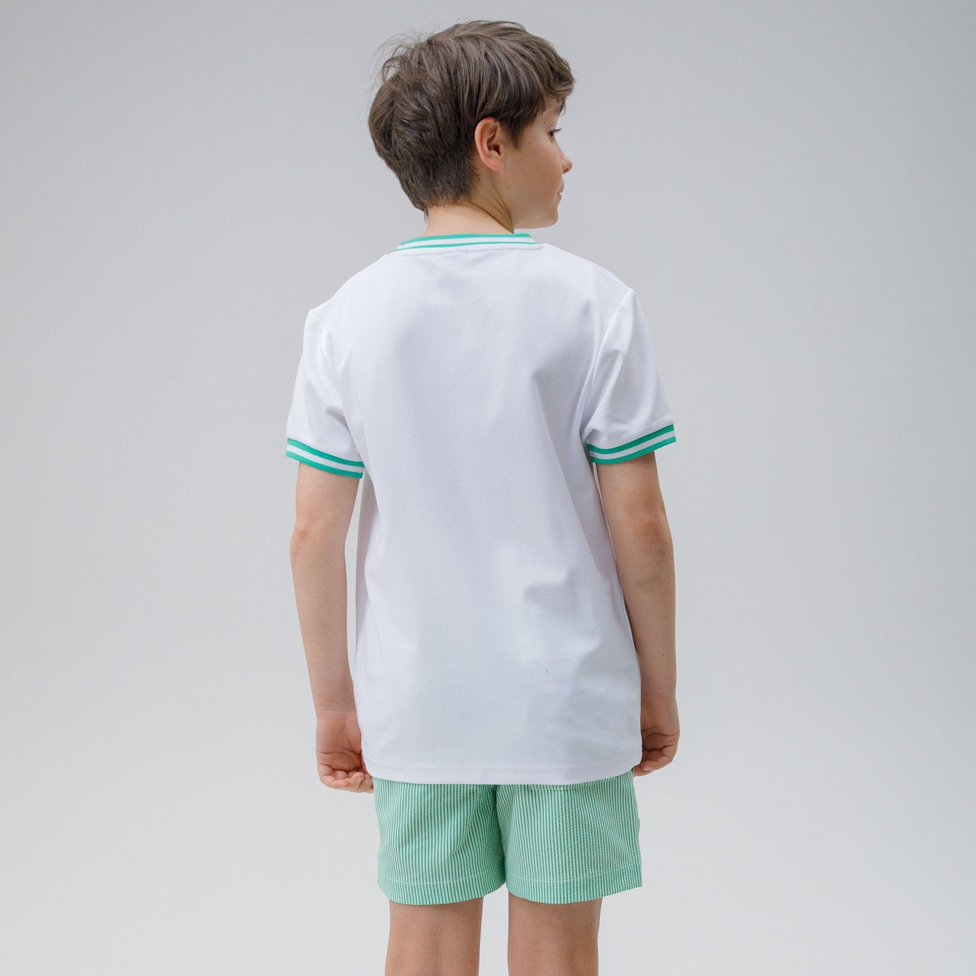 Celtic Junior Stripe Green and White Swim Shorts