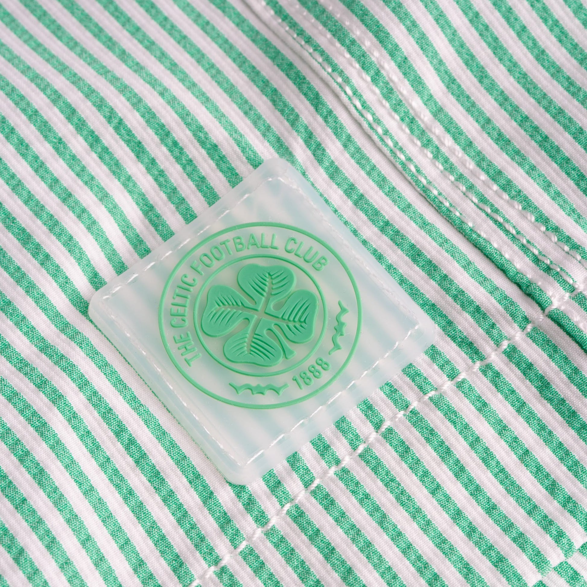 Celtic Junior Stripe Green and White Swim Shorts