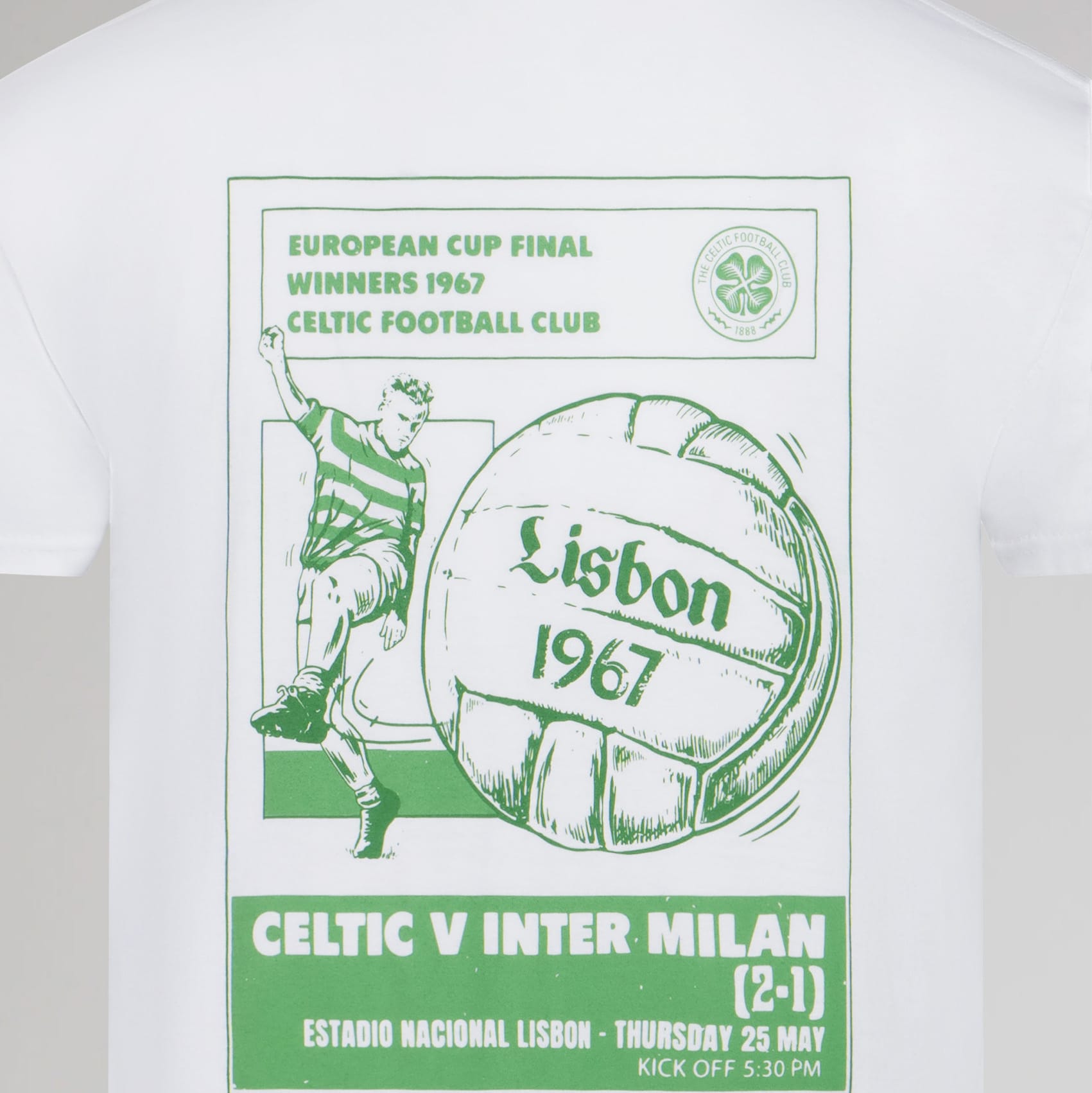 Celtic Lisbon Newspaper White T-Shirt