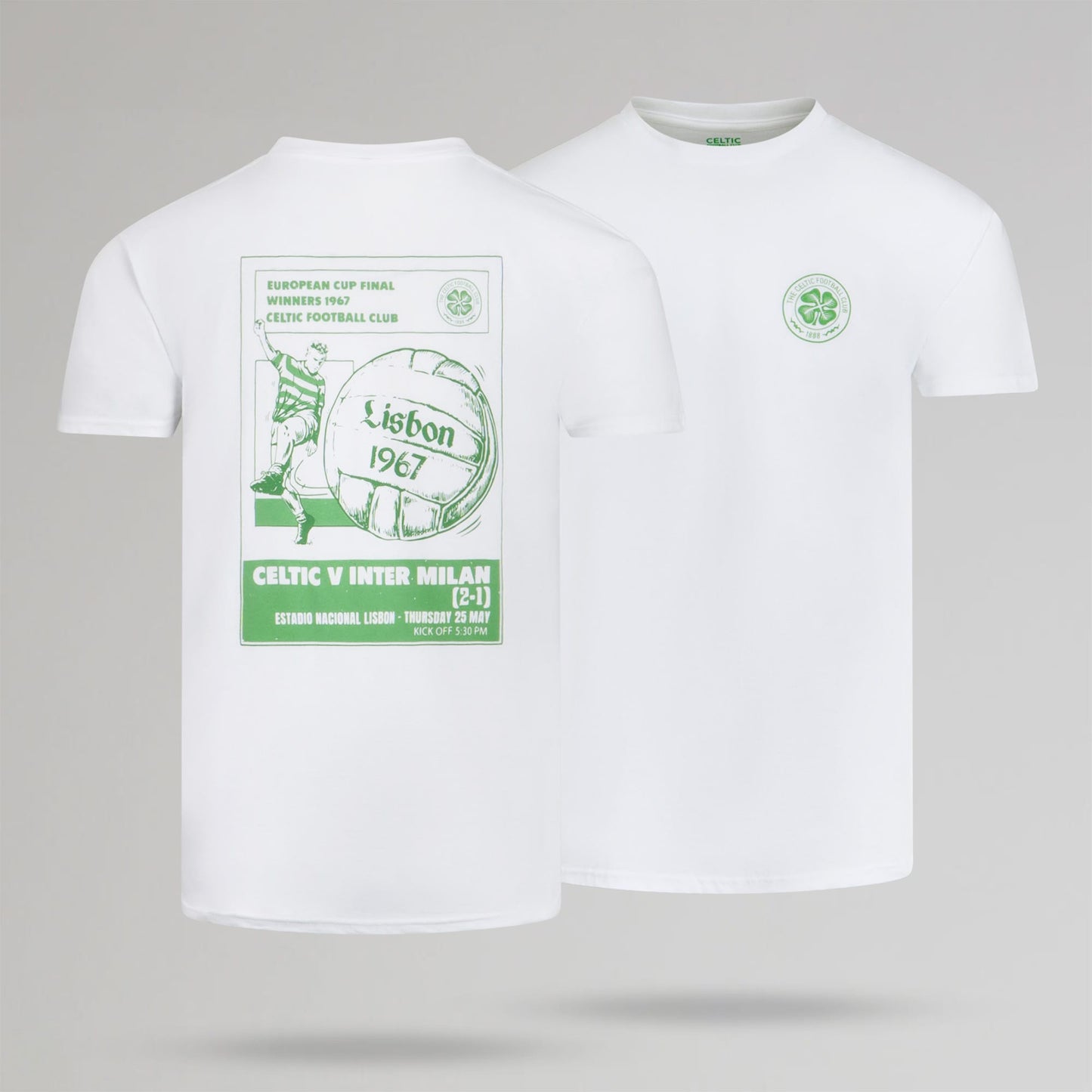 Celtic Lisbon Newspaper White T-Shirt