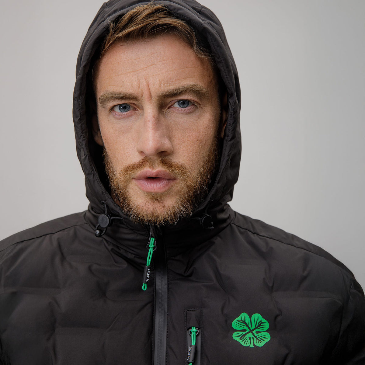 Celtic Men's Hooded Padded Black Jacket