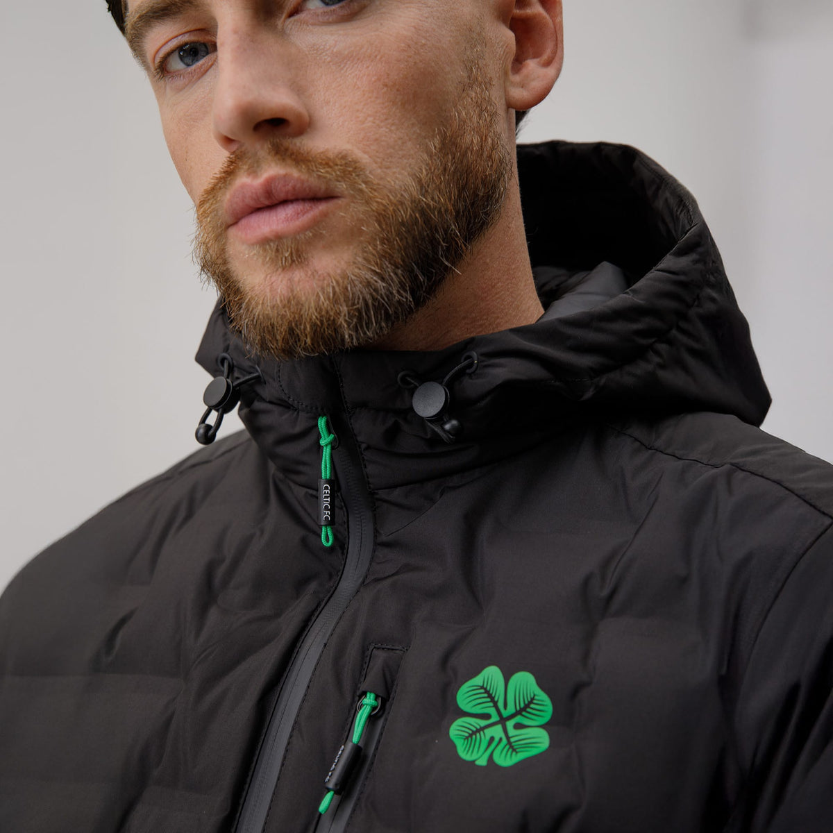 Celtic Men's Hooded Padded Black Jacket