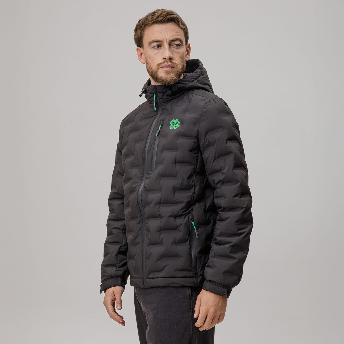 Celtic Men's Hooded Padded Black Jacket