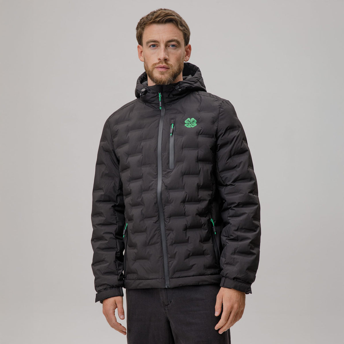 Celtic Men's Hooded Padded Black Jacket