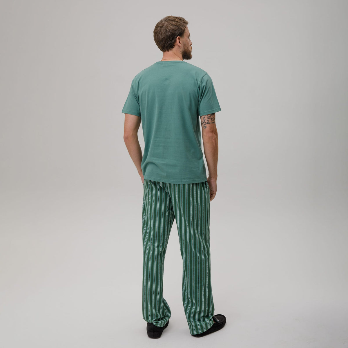 Celtic Men's Striped Green Trouser Pyjamas