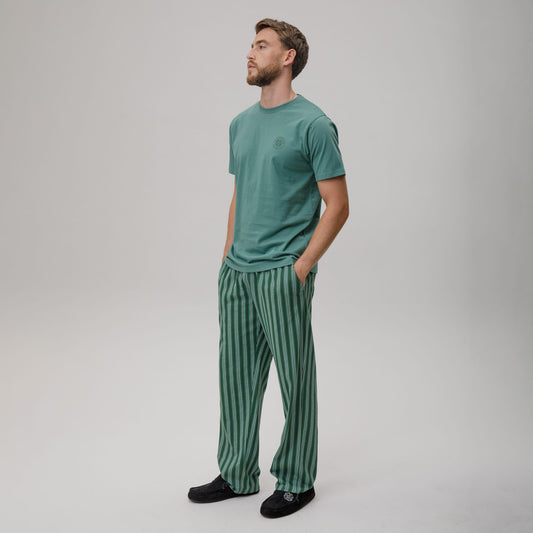 Celtic Men's Striped Green Trouser Pyjamas