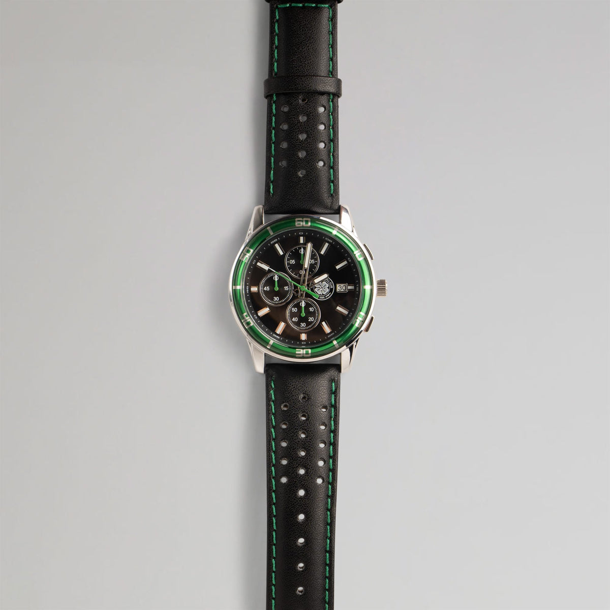Celtic Sekonda Chronograph Black Leather Watch
