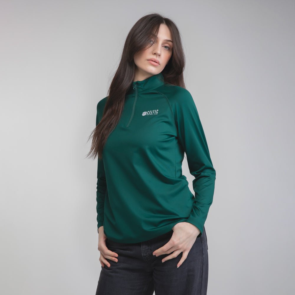 Celtic Women's Clover Dark Green Quarter Zip