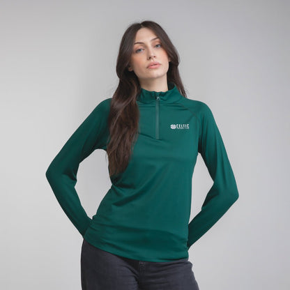 Celtic Women's Clover Dark Green Quarter Zip