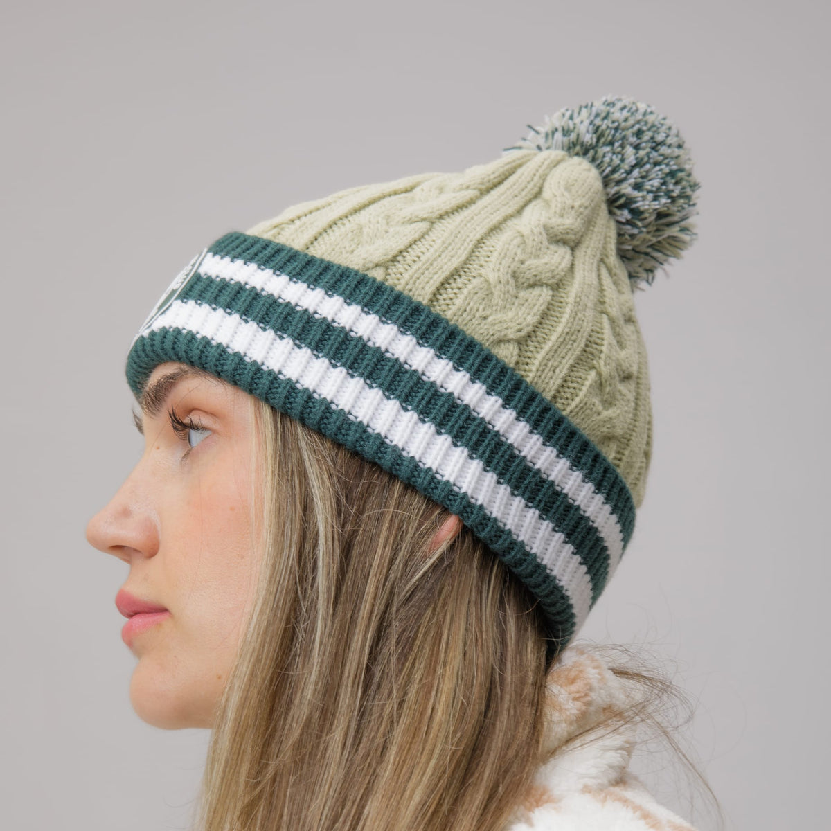 Celtic Women's Crest Light Green Pom Beanie