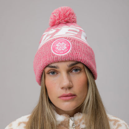 Celtic Women's Print Pink Pom Beanie