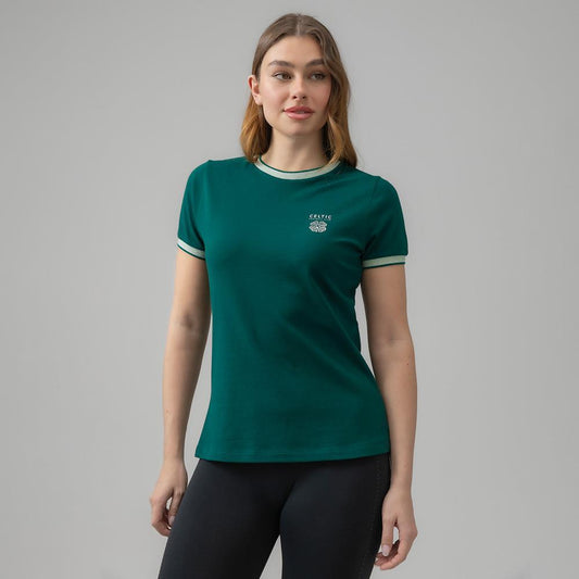 Celtic Womens Dark Green Ringer T-Shirt