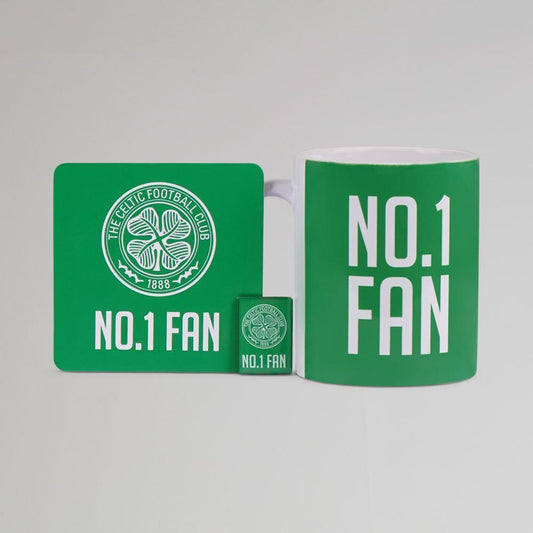 Celtic No 1 Fan Mug, Coaster & Badge Set