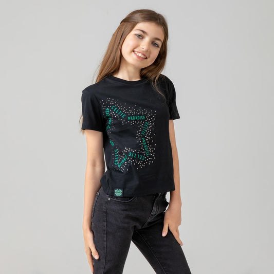 Celtic Junior 블랙 스타 프린트 티셔츠