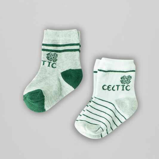 Celtic 2 Pack Infant Socks - White/Grey