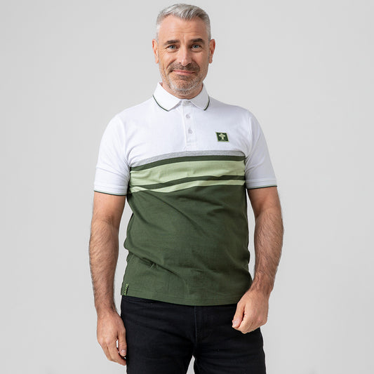 Celtic Mens Cross White Green Panel Polo Shirt