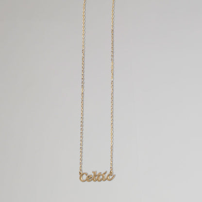 Celtic Gold Plated Text Necklace