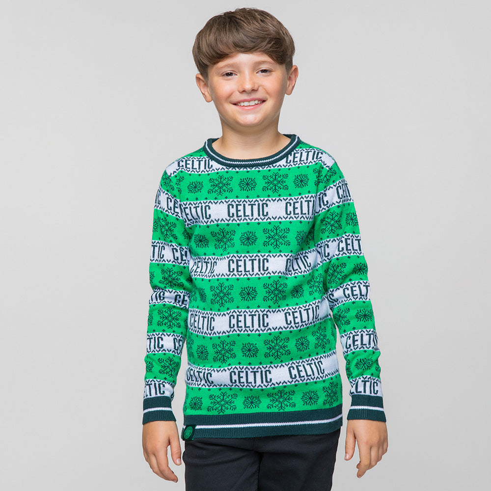 Celtic Junior Hooped Christmas Jumper