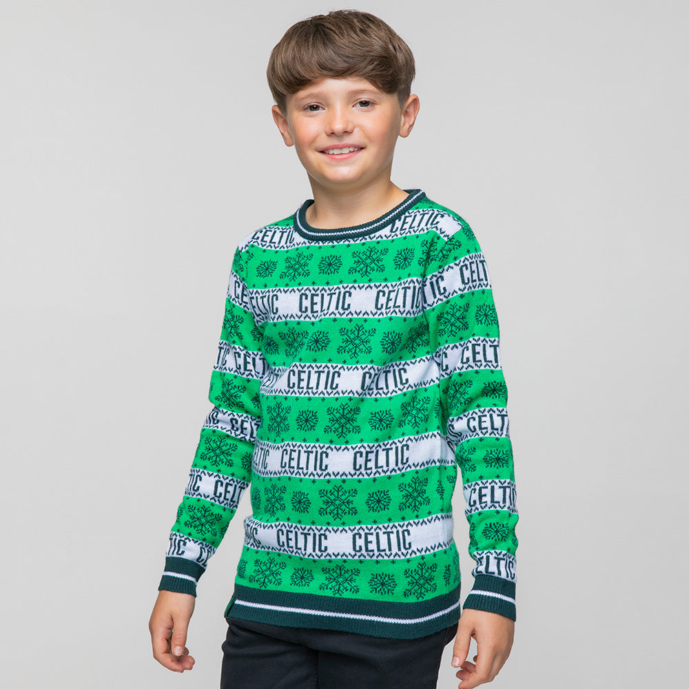 Celtic Junior Hooped Christmas Jumper